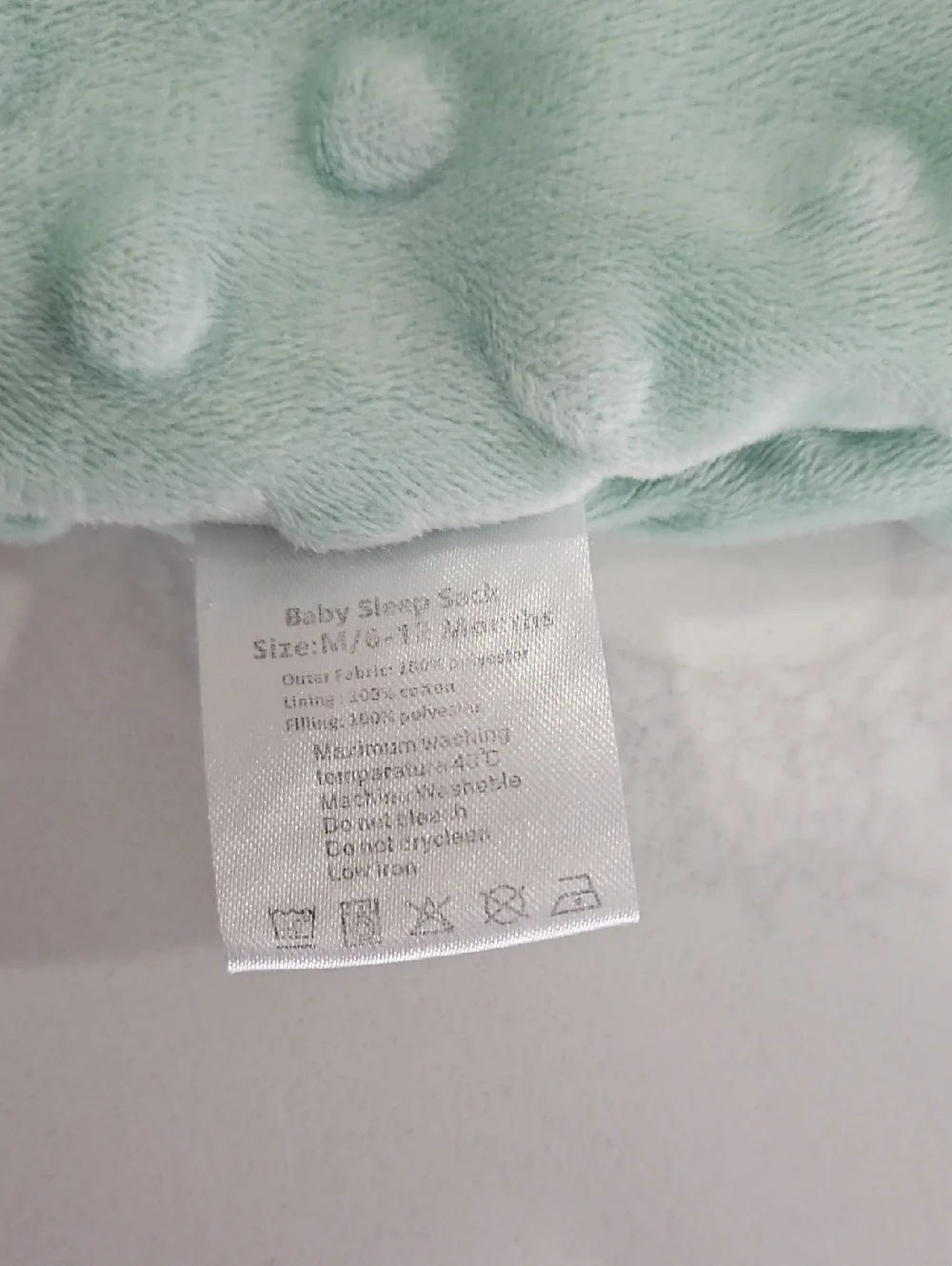 Mint Green Baby Sleep Sack - Zip Front Size 6-12 Months - Picture 2 of 6